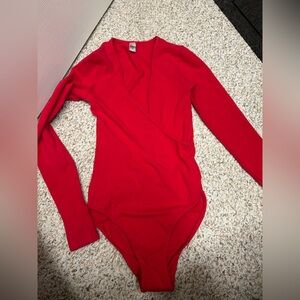 Women's Red Long Sleeve bodysuit